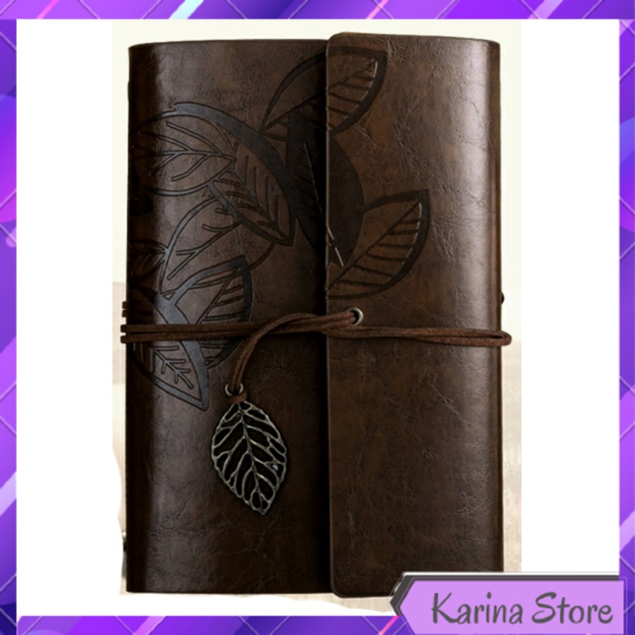 

BESTOYARD BUKU CATATAN BINDER KULIT RETRO LEAF KERTAS A5 - BSD666 - COFFEE