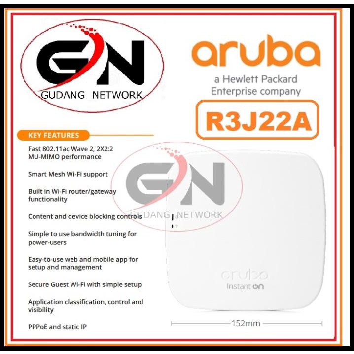 Aruba R3J22A Instant On Ap11 (Rw) Indoor Ap Include Dc Power Adapter