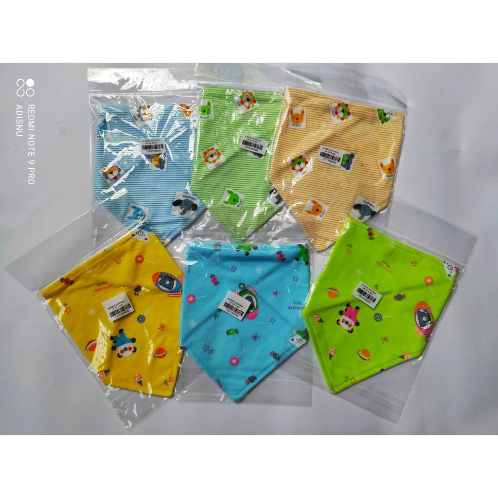 Celemek Bayi Segitiga Baby Bib Slabber Tadah Iler Bahan Katun Slaber Full Print Dengan Kancing Snap