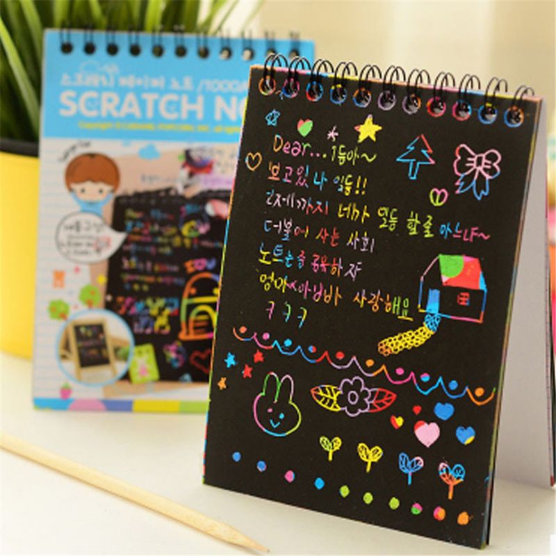 Mary Scratch Note Book Art Kerajinan Rainbow Scratch Sketch Notes Untuk Kreatif Magic Doodle Notebook Drawing Kit Anak-Anak Fa