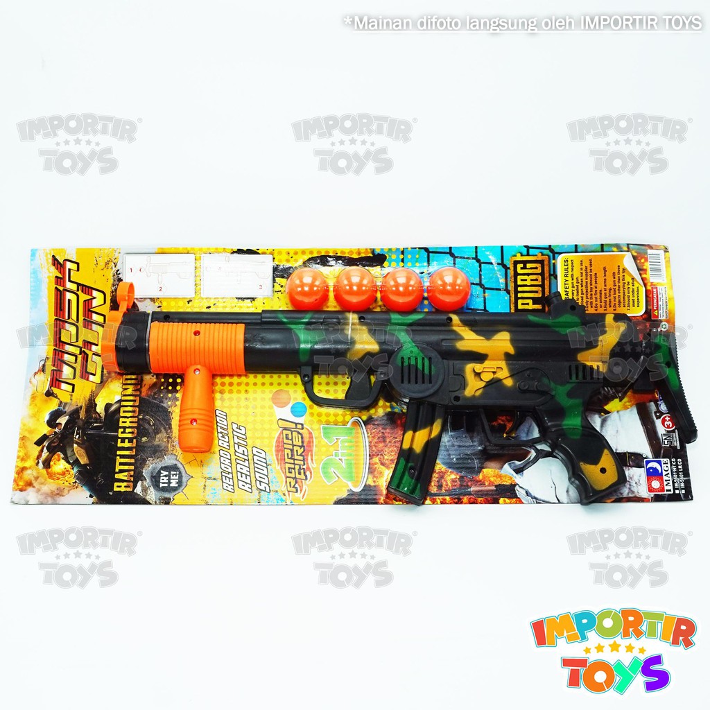 Mainan Anak PUBG Gun Pistolan Tentara 2 In 1 Bersuara dan Peluru Keren!