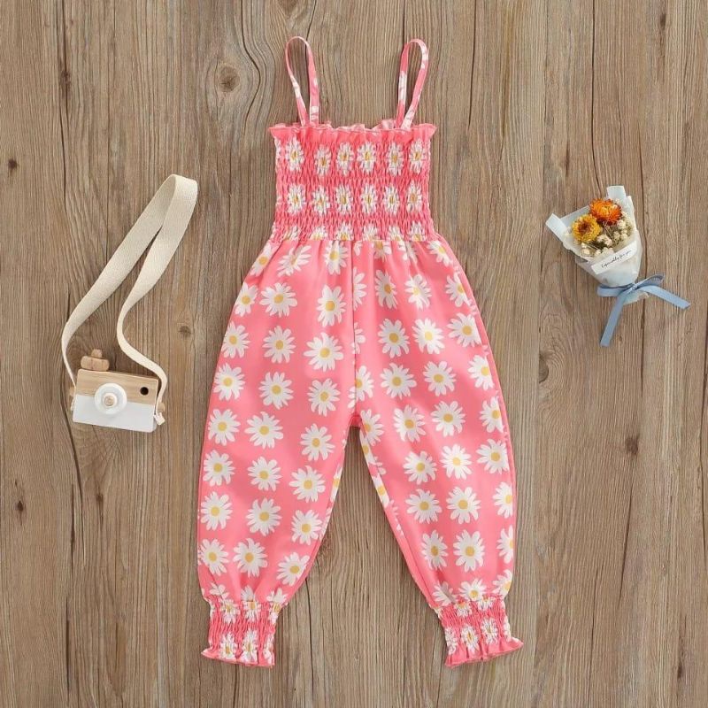 Jumpsuit Anak Naura 2-4 Tahun / Overall Anak Perempuan Daisy Flowers Jumpsuit