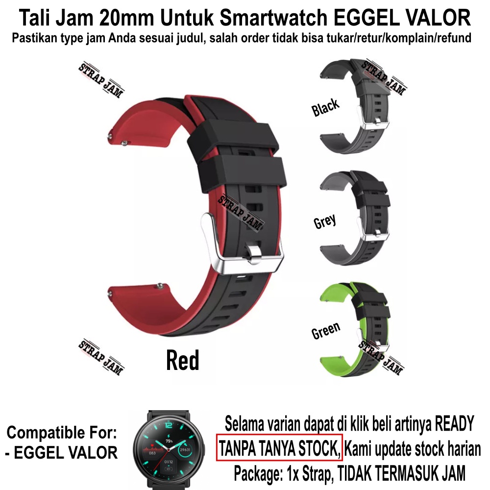 SSR Tali Jam Eggel Valor - Strap 20mm Rubber Silikon List Warna Sporty