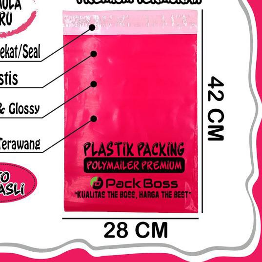 

❈ PREMIUM * POLYMAILER PINK 28x42 CM (+/-100 lembar) Plastik Online Shop ☝