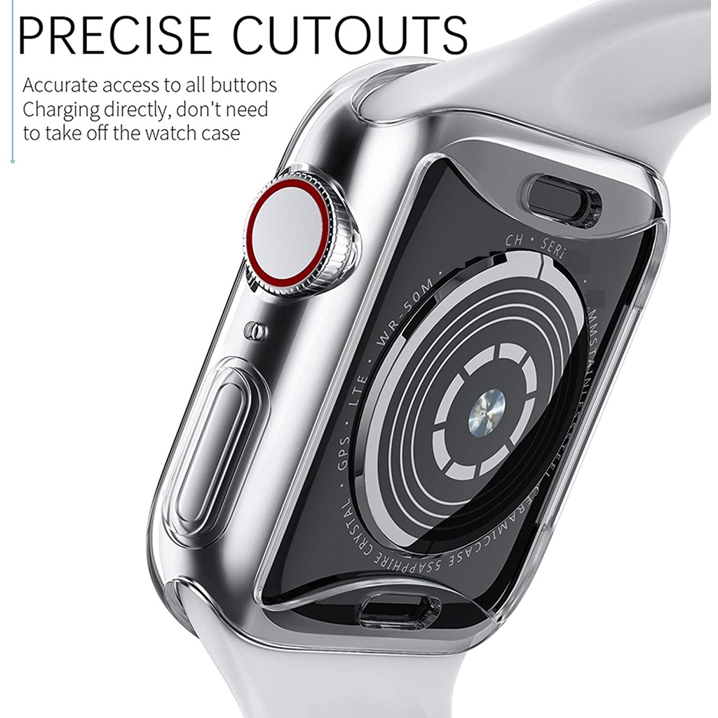 Lembut TPU Cakupan Penuh Kasus dengan Pelindung Layar kompatibel untuk Apple Watch 45/41/44/40/42/38mm Seri 8/7/SE/6/5/4/3/2/1