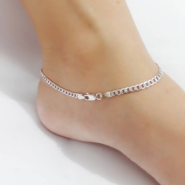GELANG KAKI SISIK NAGA PERAK 925 LAPIS EMAS PUTIH / PERHIASAN SILVER WANITA / PERAK ASLI / GK560