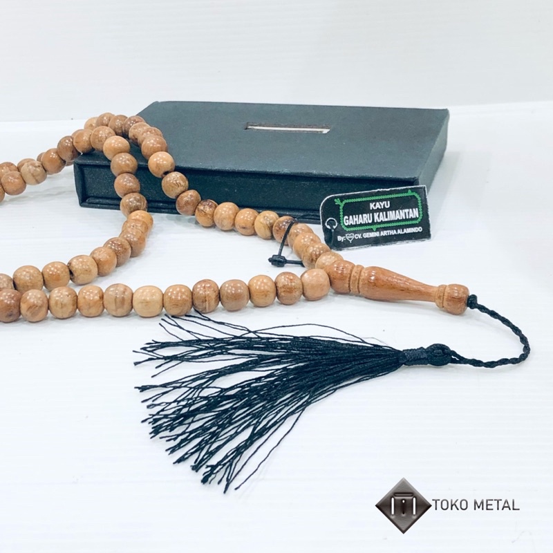 TASBIH 99 BUTIR KAYU GAHARU &amp; KAYU GALIH ASEM ASLI  DM 8 MM UNTUK PRIA/ WANITA [ TOKO METAL ]