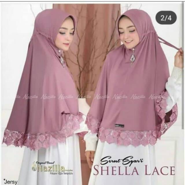 Jilbab serut renda jumbo