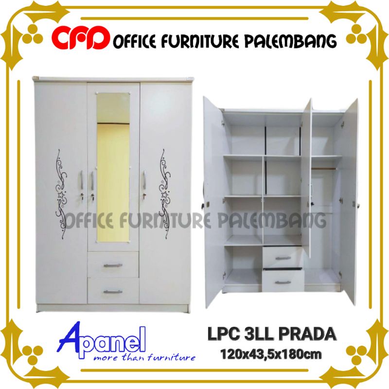 lemari pakaian apanel LPC 3LL PRADA lemari baju 3 pintu laci