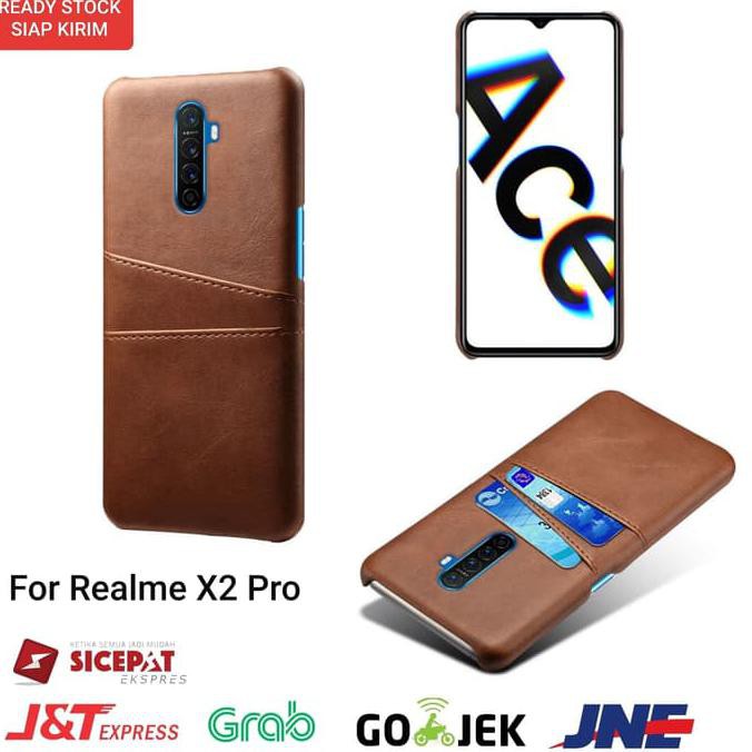 KUALITAS Terbaik Case Kulit Realme X2 Pro Premium PU Leather Card Slot - Cokelat DISKON