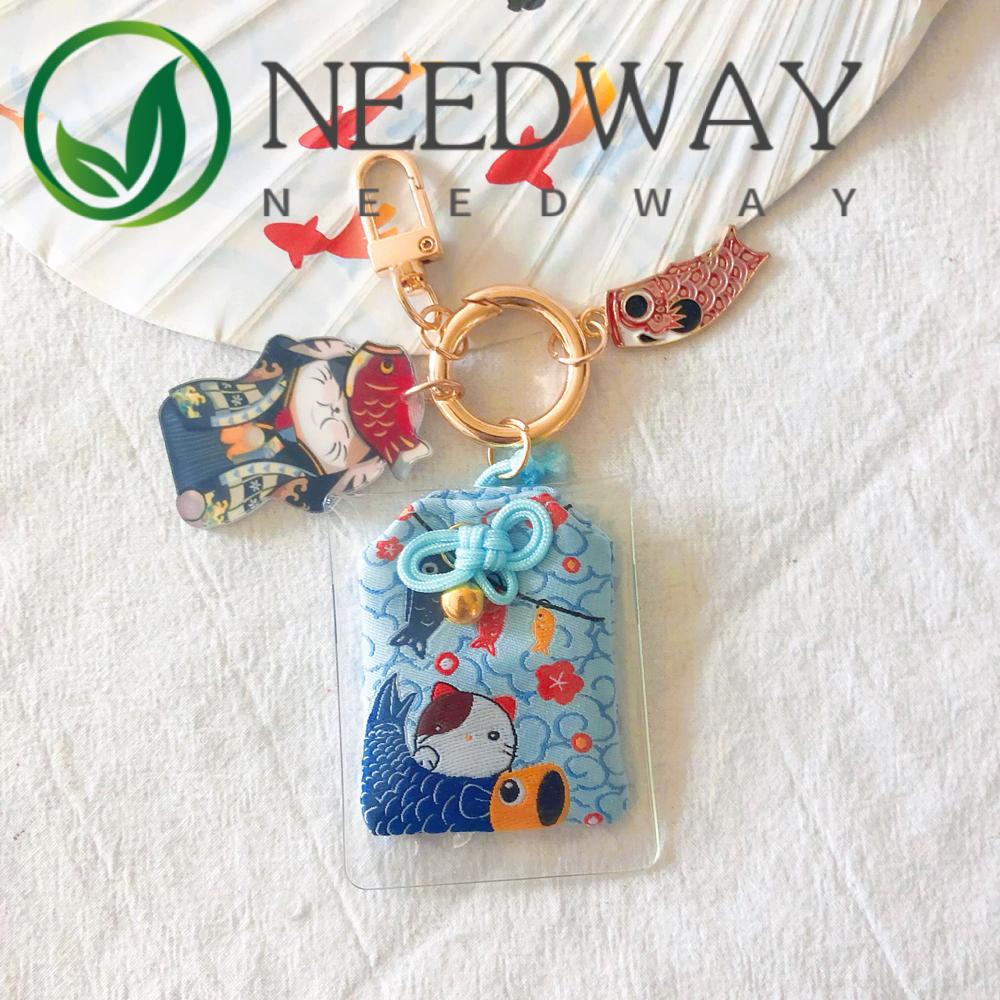 Needway  Fashion Jewelry Dispel Misfortune Keyrings Ornaments Gifts Fish Maneki Neko Keychains Cute Cartoon Blessing Bag Pendant Lucky Door Key Car Key Bag Decoration