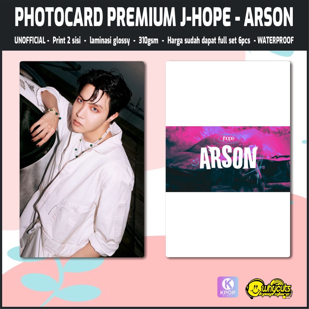 Photocard Set Premium J-HOPE ARSON / print 2 sisi super glossy / anti air tidak luntur / isi 6 pcs