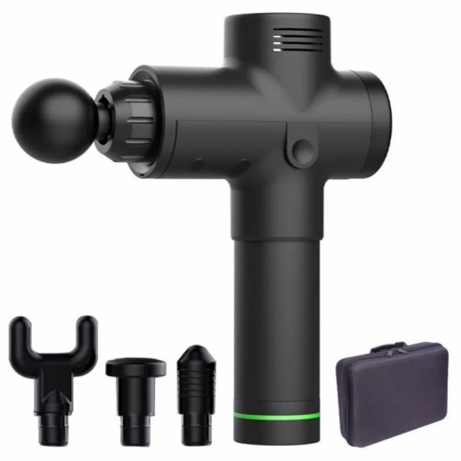 100%originalMassage Gun alat Pijat Getar Terapi - Hitam, 30 speed 6 head