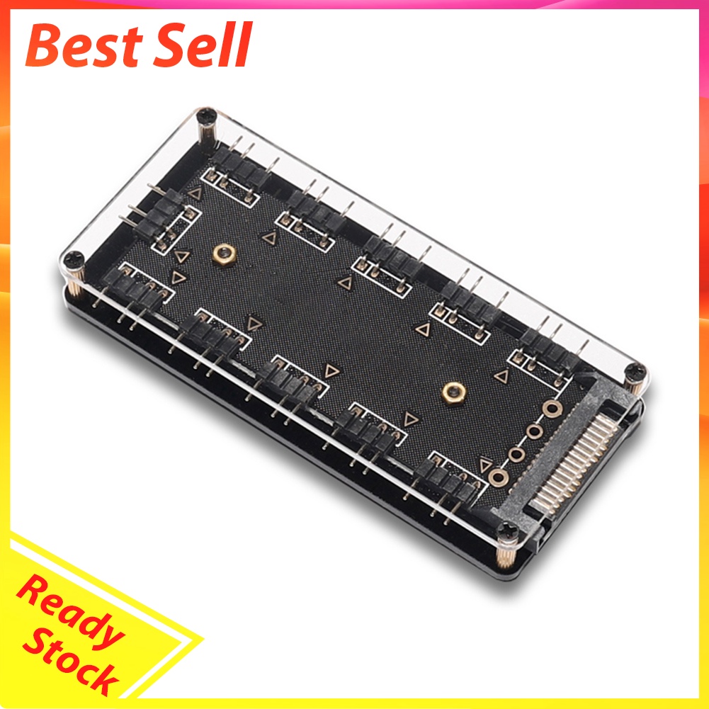 10 Ports RGB Fan HUB PC Desktop SATA Power 5V 3PIN ARGB Extension Splitter