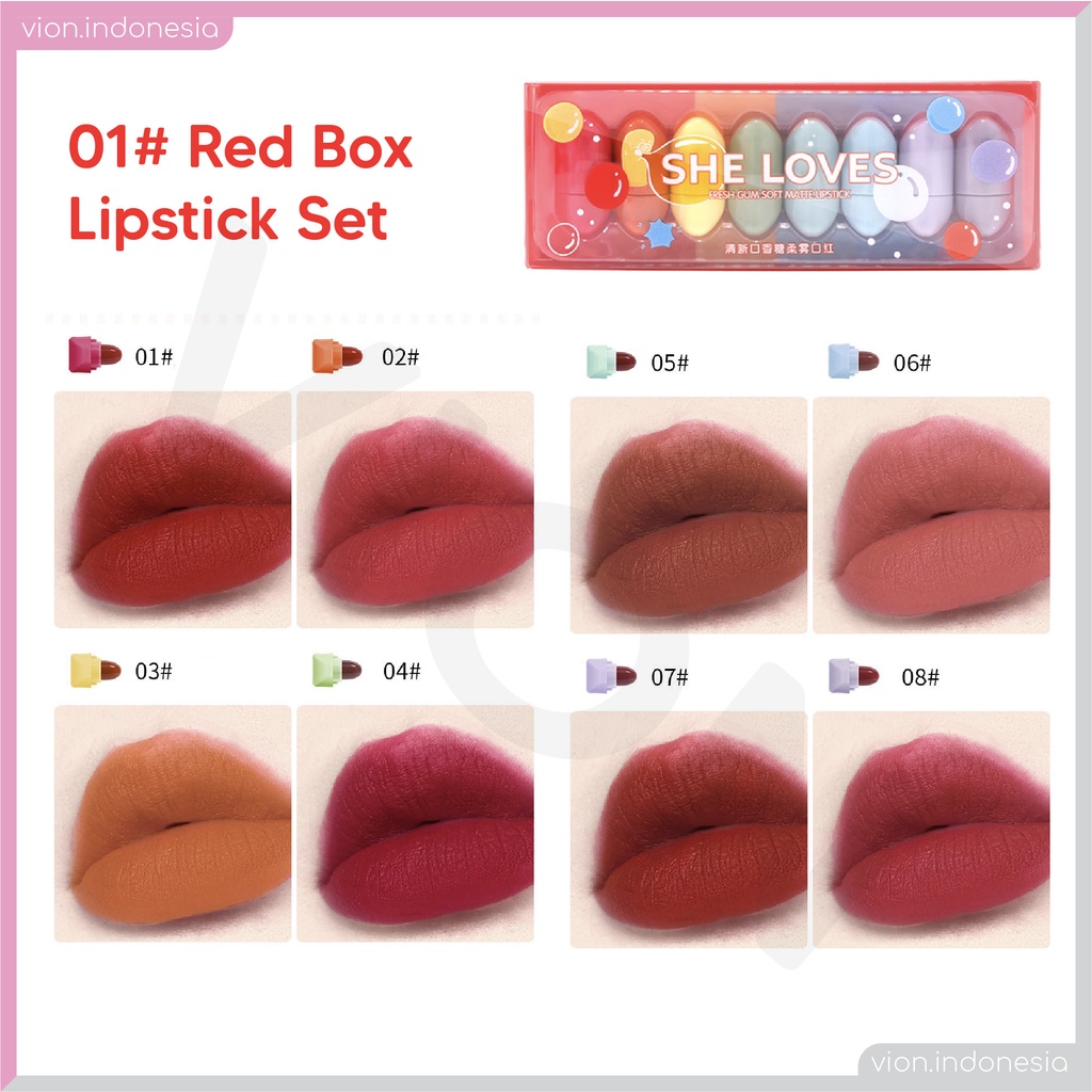 KACHI - SHE LOVES Candies Fresh Gum Soft Matte Lip Stick Set Lipstik Permen Lucu Original Sheloves Minipink SL010