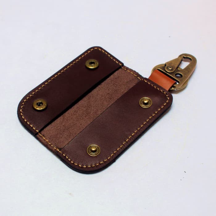 dompet stnk mobil motor model slim gantungan kunci coklat tan PHKC647