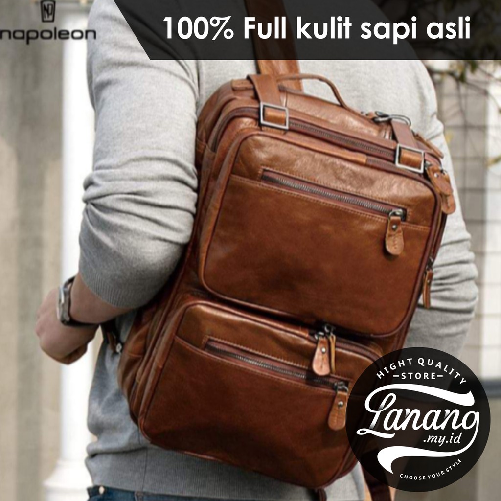 TAS PRIA RANSEL SLEMPANG KULIT ASLI | TAS KERJA KULIT ASLI | TAS KANTOR KULIT | TAS PRIA KULIT ASLI