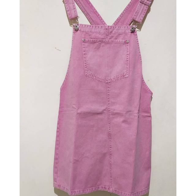 pink denim overall skirt