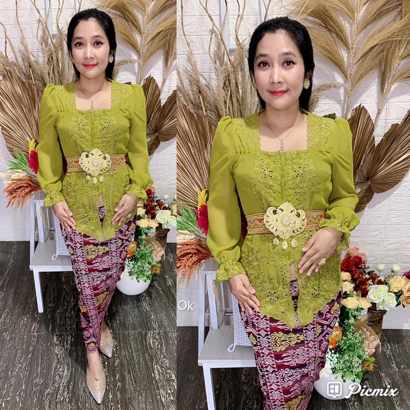 kebaya jadi bordir motif bunga