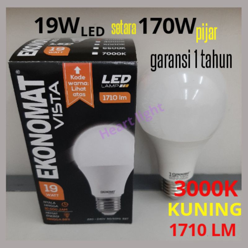 EKONOMAT VISTA 19W 3000K kuning warm white 1710lumens lampu led 19w warm white bohlam ruangan 19w