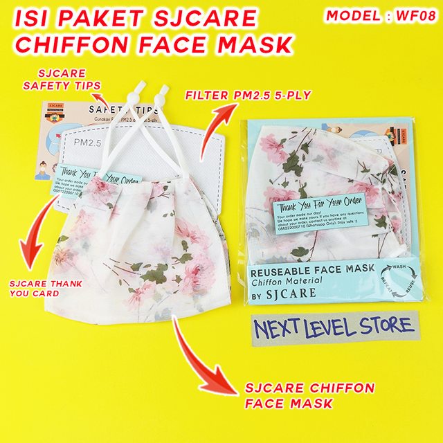Chiffon Fashion Face Mask Breathable Masker Kain BONUS FILTER PM2.5 - WF08