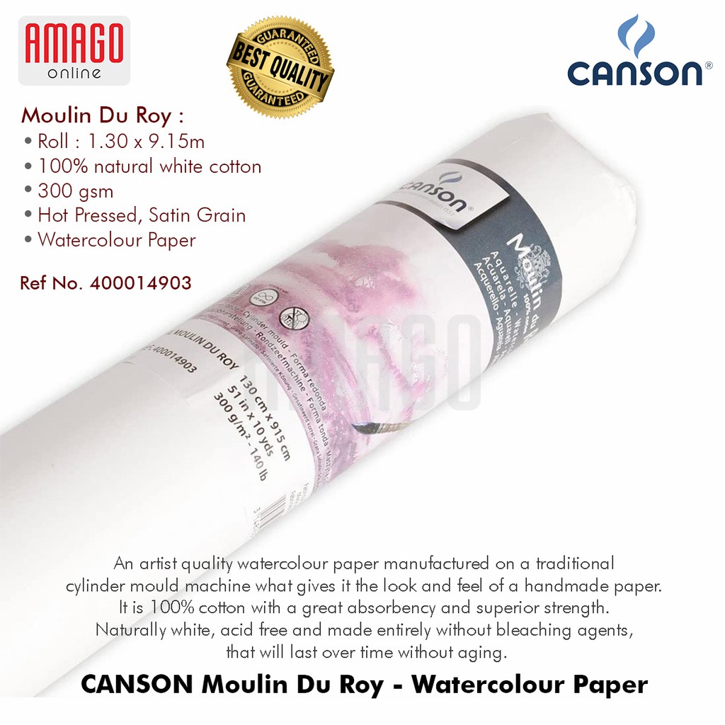 

CANSON Moulin Du Roy Hot Pressed Watercolour Paper 300Gr 130x915 cm - 400014903