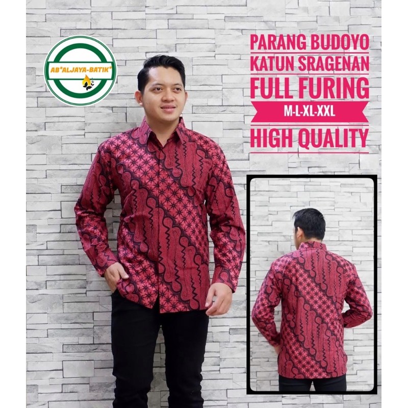 KEMEJA BATIK BUDOYO FULL FURING KATUN HALUS SRAGENAN SIZE S-XXL ASLI SOLO