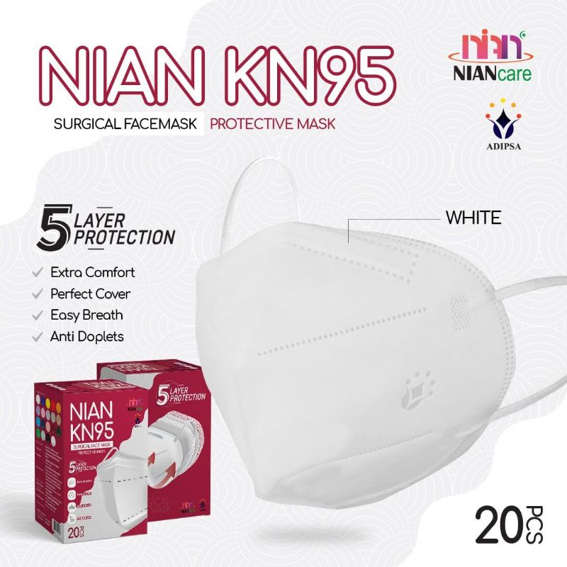 Masker Medis KN95 / Nian Care KN95 5 PLY isi 20 - WHITE