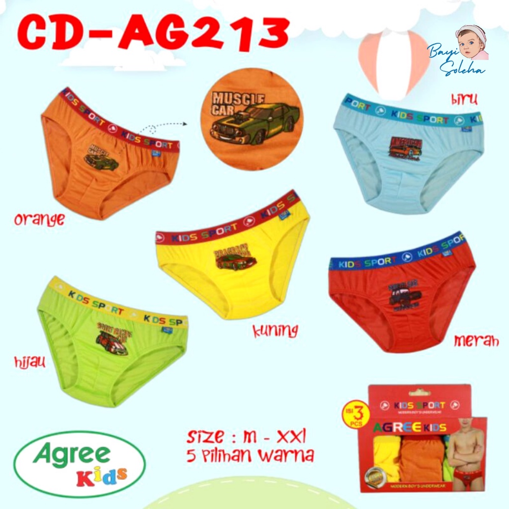 Agree Kids CD / Sempak Anak Cowok  M-XXL (1 pac=3pcs) AG 213