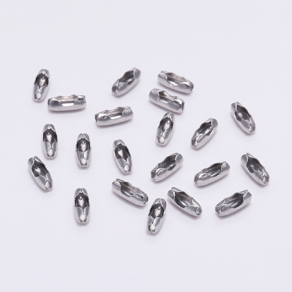 50pcs / Lot Konektor Rantai Bola Bahan Stainless Steel 1.5 2.0 2.5 3.2 mm Untuk Membuat Perhiasan Diy