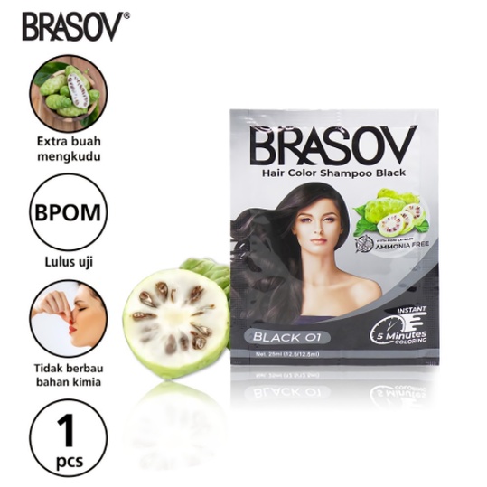 BRASOV Shampoo Pewarna Rambut Black 25 Ml