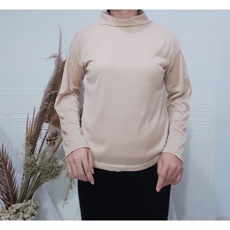 Kaos Turtleneck Kerah Tinggi bahan Pe Rayon