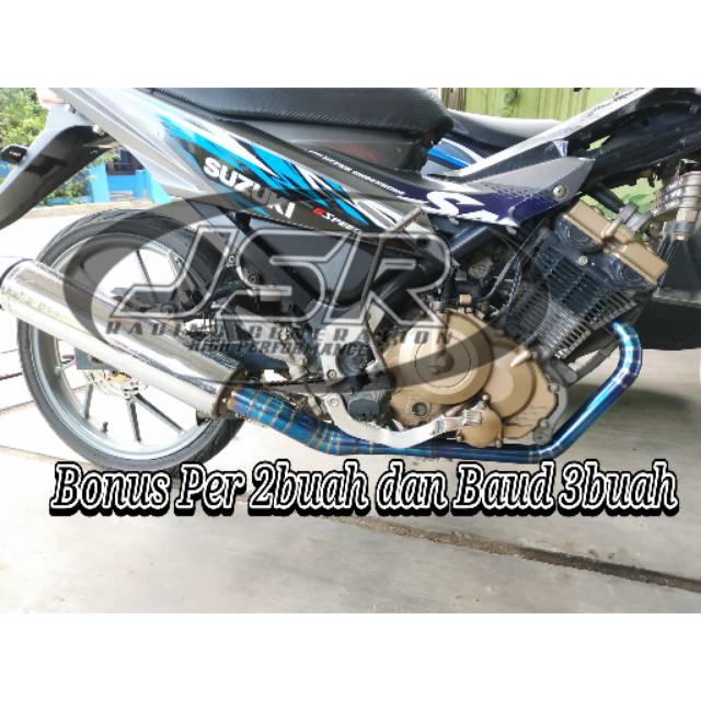 Header atau Pipa knalpot satria fu plus adaptor full cacing bluemoon