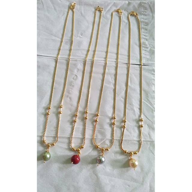 Kalung bandul mutiara shell lapis emas 24k