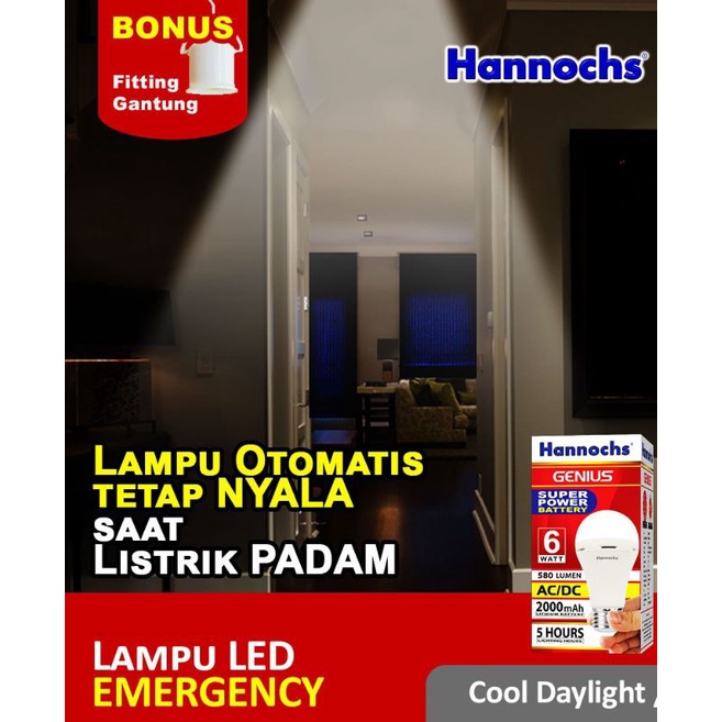 Lampu Hannochs Genius 6 Watt.Bonus Fitting Gantung