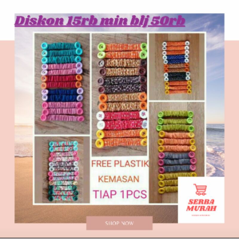 Konektor Masker Hijab Motif Polkadot Tie Die- Tali Masker Earloop - Konektor Masker Kain