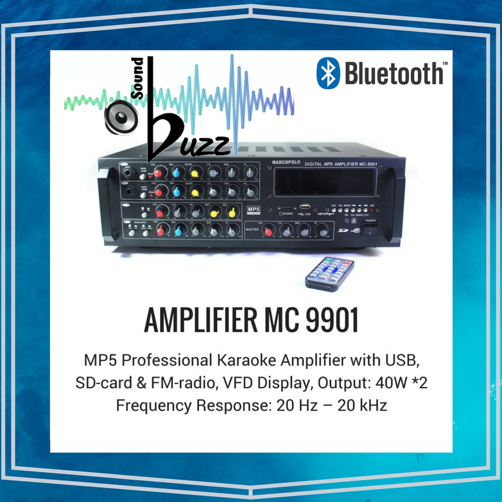 Marcopolo MP5 Professional Karaoke Amplifier MC 9901 + Remote + Bluetooth