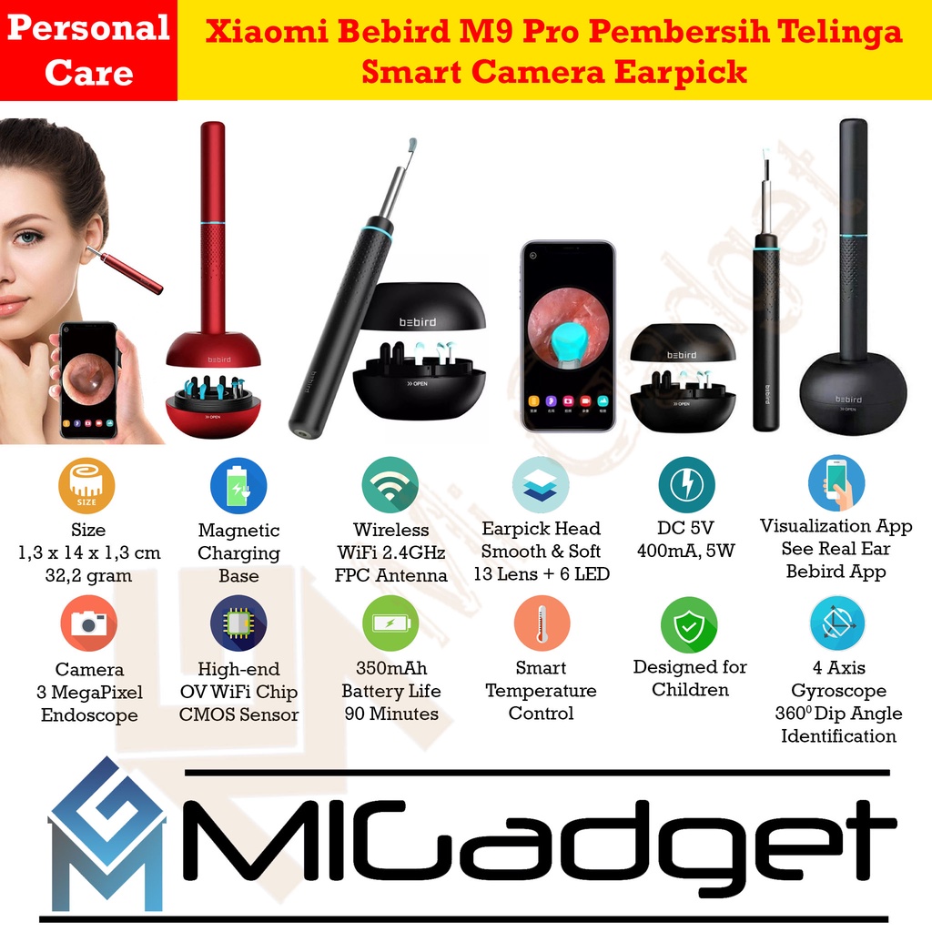 Bebird M9 Pro Smart Visual Ear Stick Kamera Endoscope 300W