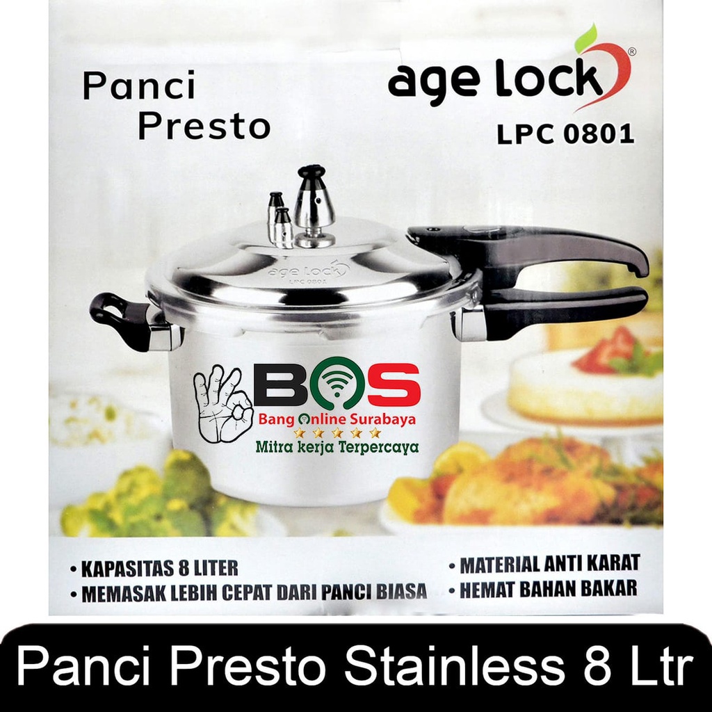 Panci Presto Age Lock Diameter 24 CM Presto 8 Liter Pressure Cooker