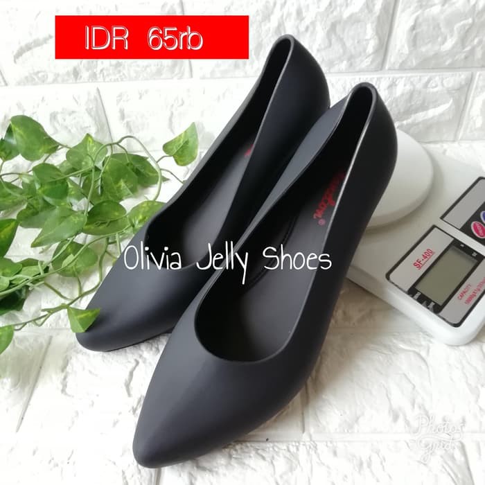 Jelly shoes Glanzton wedges doff - Hitam- 36