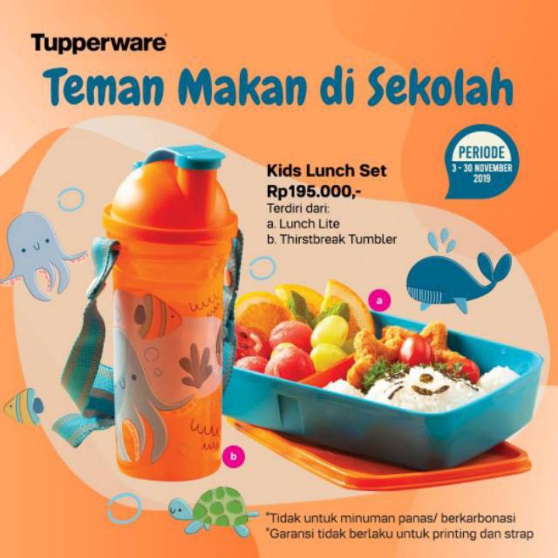 

Tuperware Kids Lunch Set Bekal Oren Biru Tiwi N Friend