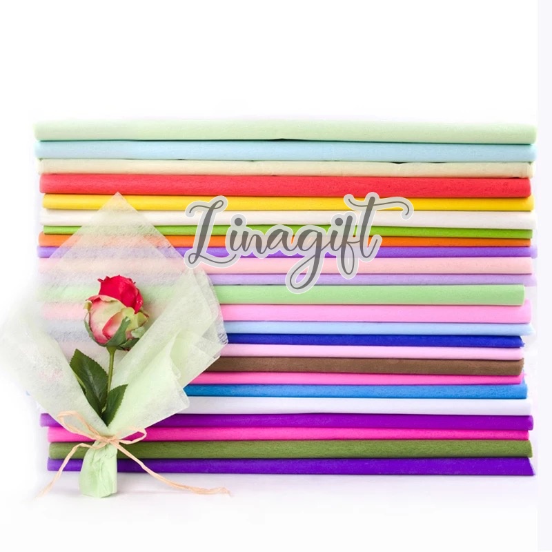 ( 5 Lembar ) TISSUE 17 GRAM - KERTAS BUNGA COTTON PAPER TISSUE TISU FLOWER PAPER / FLOWER WRAPPING BUKET BUNGA PUTIH CREAM WHITE MAROON BLACK YELLOW
