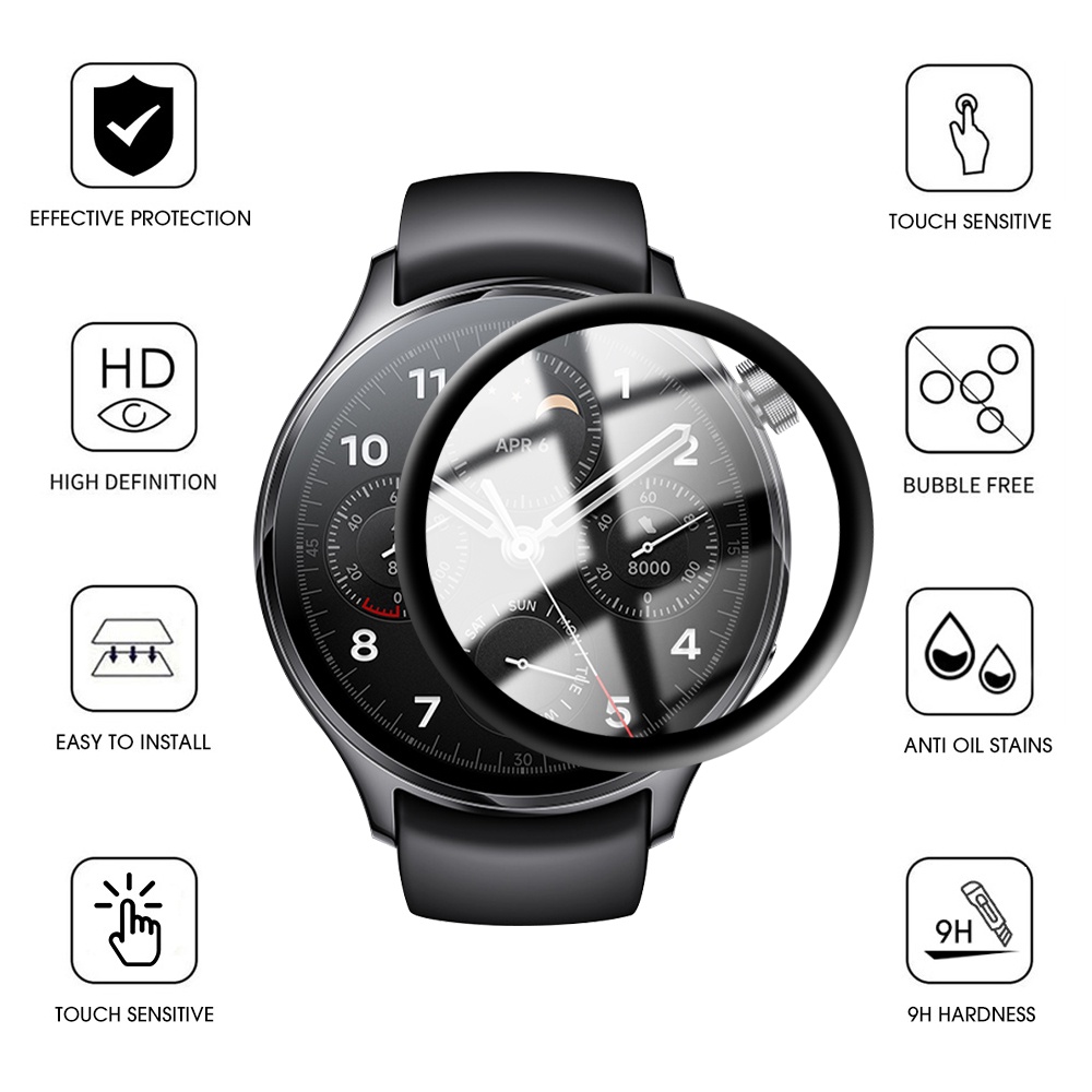 Pelindung Layar Tempered Glass Full Curved HD Anti Sidik Jari Untuk Smartwatch Xiaomi S1 Pro