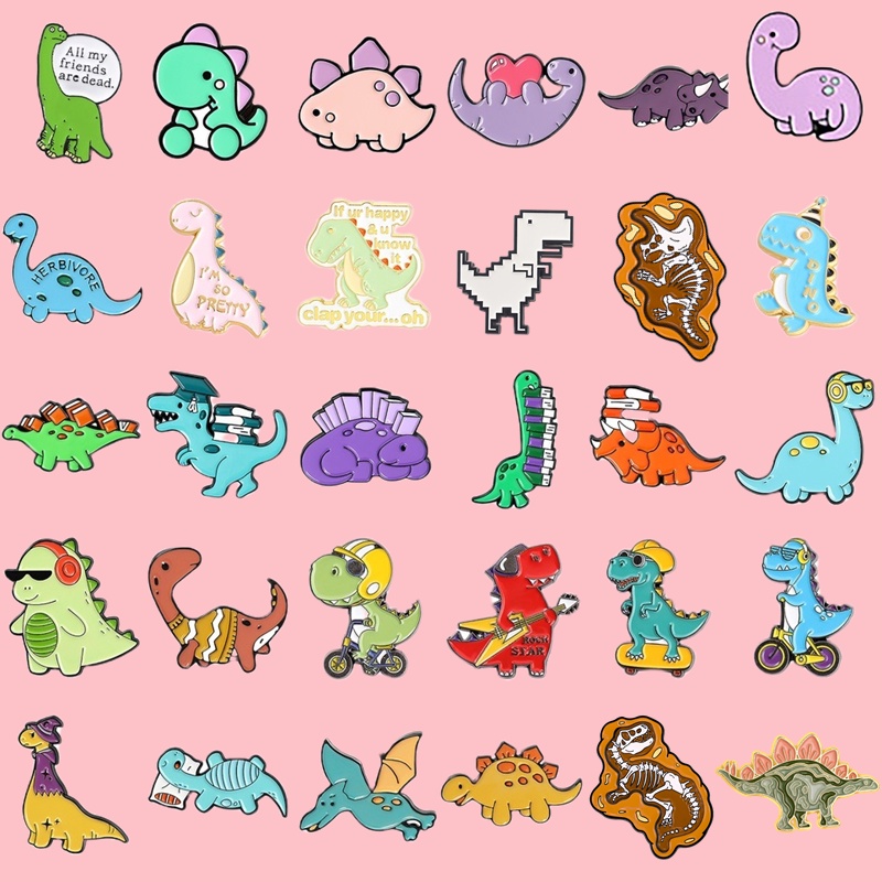 44 Gaya Bros Pin Desain Kartun Dinosaurus Untuk Aksesoris Pakaian