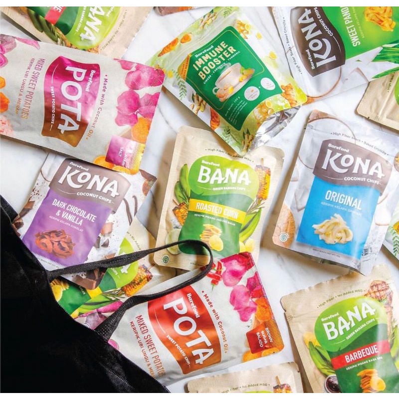 Barefood - BANA Green Banana Chips Rasa Barbeque Non MSG 50g
