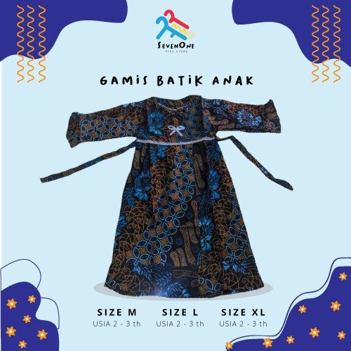 Gamis Batik Anak Usia 2 - 7 Tahun // Baju Muslim Anak Perempuan // Baju Batik Anak // Pakaian Anak