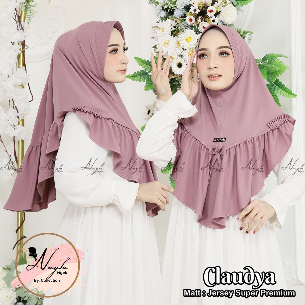 Kerudung Instan Claudya Jilbab Instan Jersey Super Premium Hijab Terbaru Nayla Hija'b