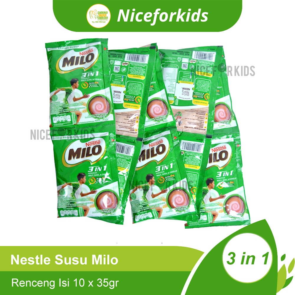 Susu Milo 3in1 Activ-Go Cokelat Renceng Isi 10 x 35gr / Susu Anak