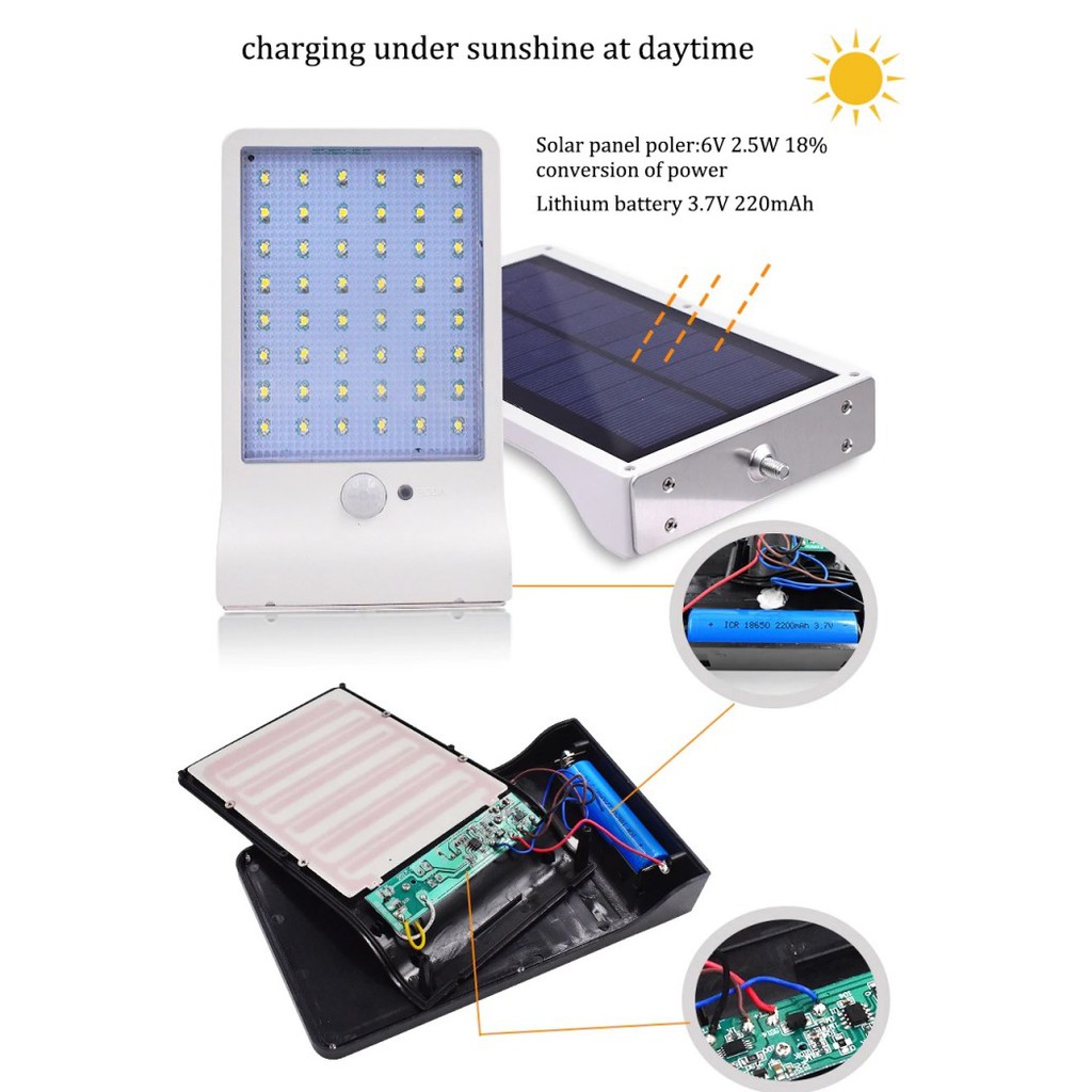 HBT-1611 - 500 Lumens Motion Sensor 42 LED Solar Lamp Light