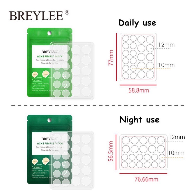 BREYLEE Acne Pimple Patch 22Pcs Day / Night BPOM - Plaster Jerawat, Obat Jerawat